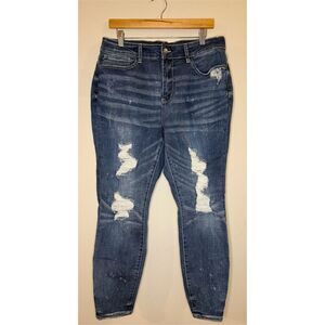 Judy Blue Dark Blue Distressed Skinny Jeans